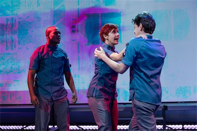 Jonathan Nathaniel Dingle-El as R-13, Sabra Shelly as I-330 and Aaron Greenberg as D-503.